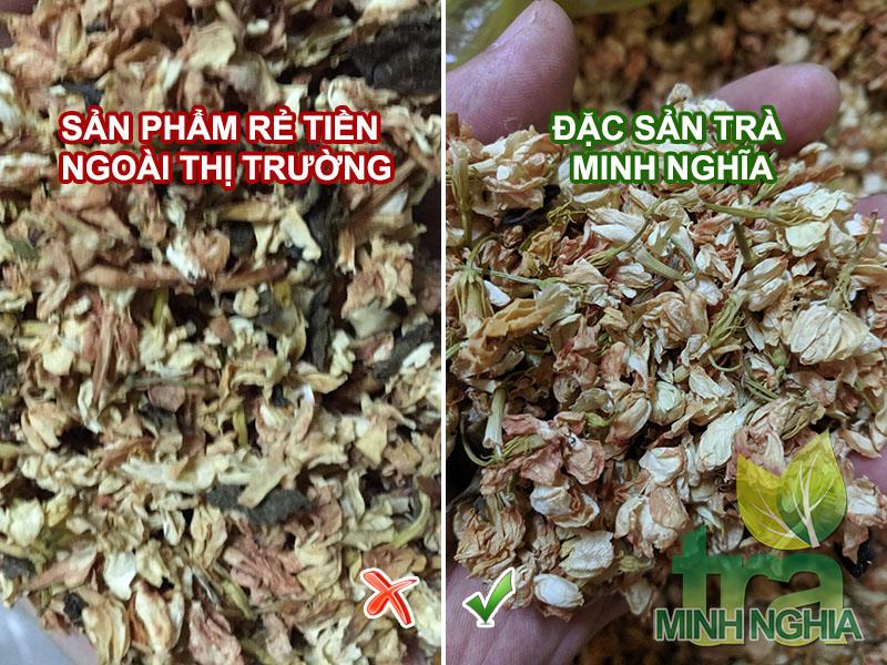 So sánh thành phần hoa nhài trong trà sơn mật hồng sâm